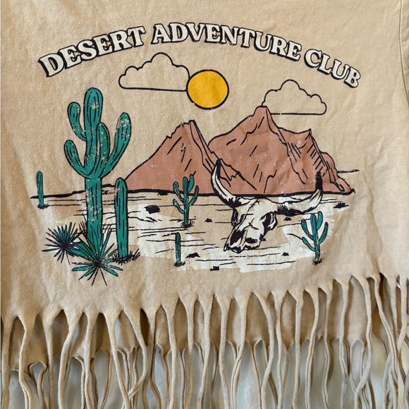 🌵Love & Lazy Days Desert Adventure Fringe Cropped Tee🌵 - Picture 2 of 4